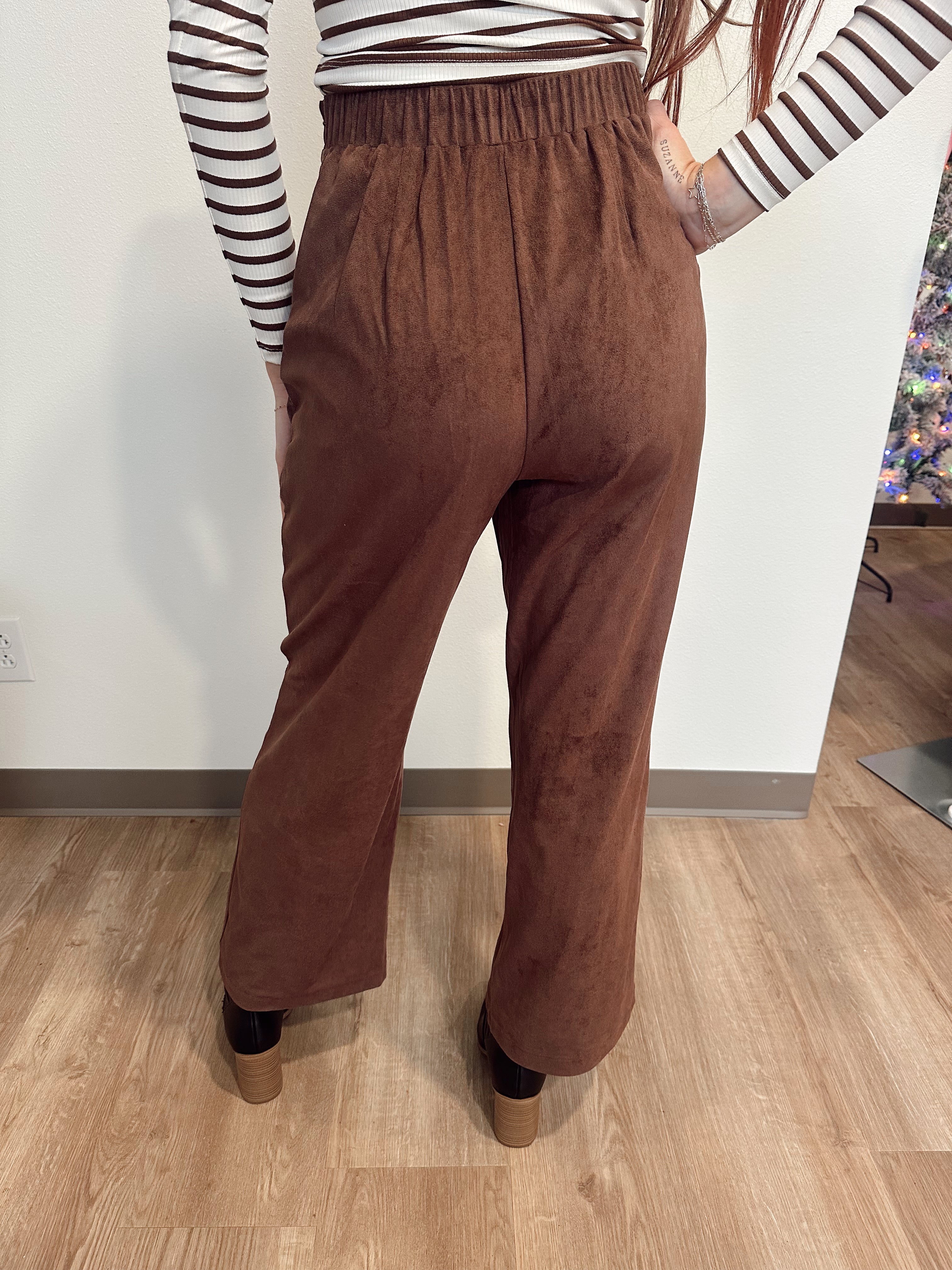 Suede Wide Leg Pants